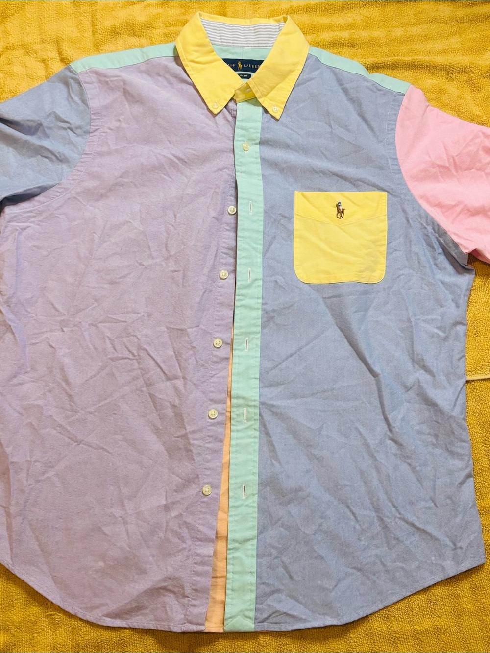Ralph Lauren Pastel Colorblock Oxford Polo - Yellow Pocket